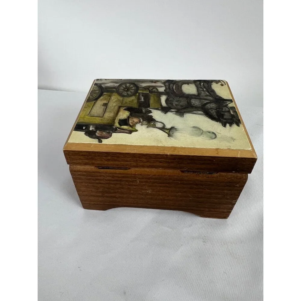 VTG Hummel Wood Music Box Edelweiss Swiss Movement The Mail is Here - Picture 4 of 9